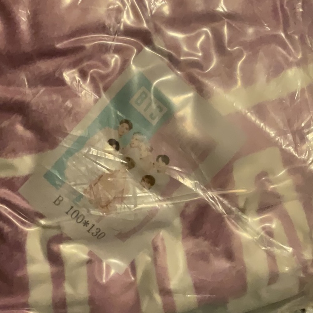BTS Purple and White Fleece Throw Blanket